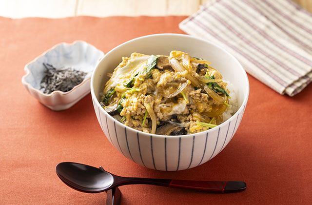 ひき肉で作る親子丼