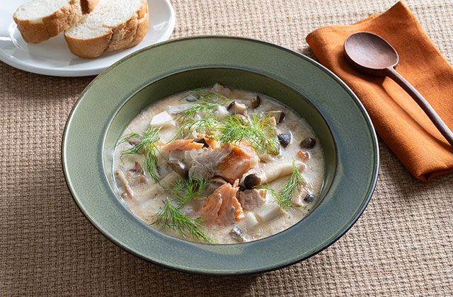 鮭ときのこのチャウダー