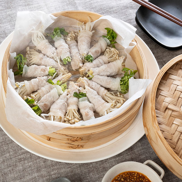 肉巻き野菜のせいろ蒸し