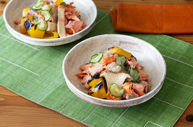 鮭と野菜のみぞれあえ