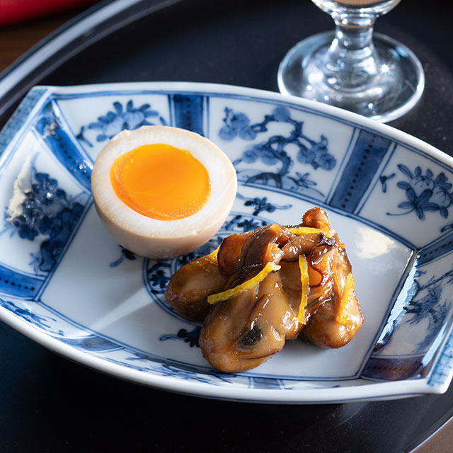 かきの柚子しぐれ煮・半熟卵のだししょうゆ漬け