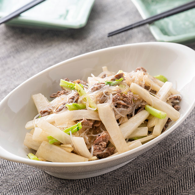 大根と牛肉のオイスターソース炒め