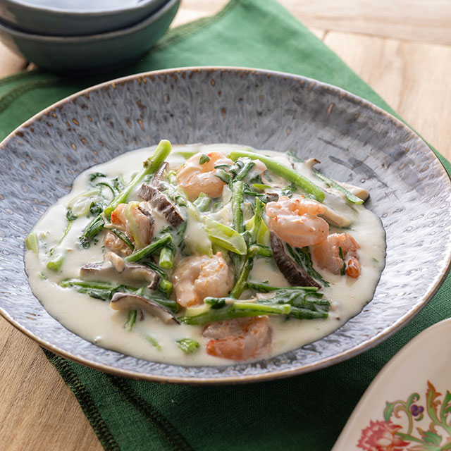 春菊とえびの中華クリーム煮