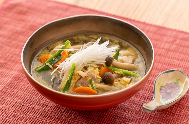 具だくさん卵スープ