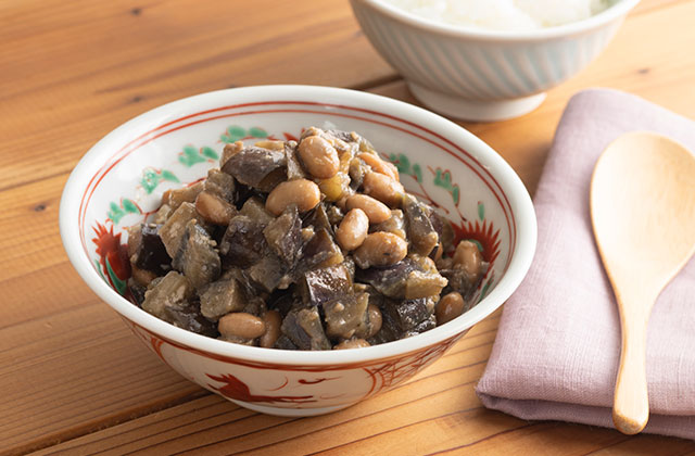 なすとお豆のみそ炒め