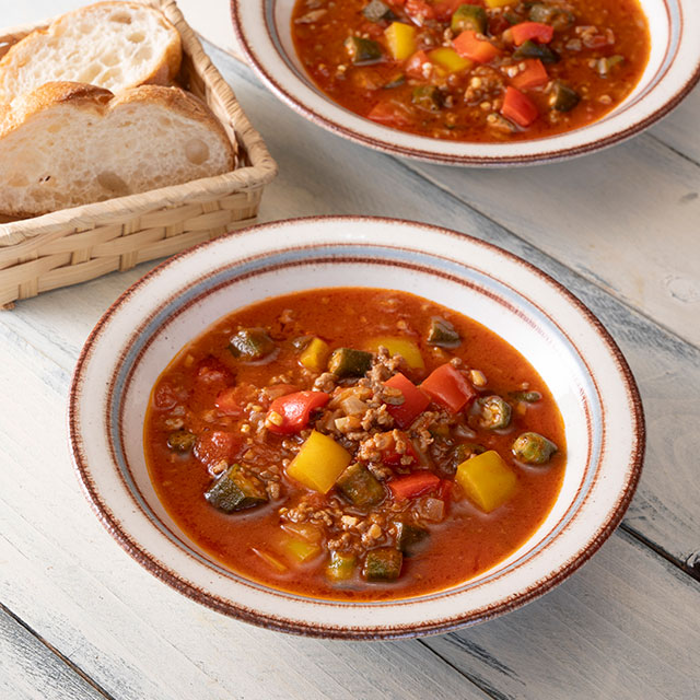ひき肉と夏野菜のトマトカレースープ