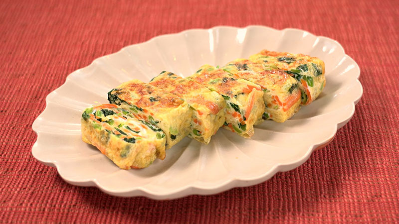 小松菜とにんじんの韓国風卵焼き