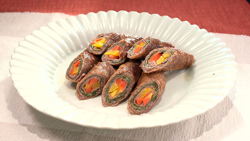 パプリカとしその焼肉巻き